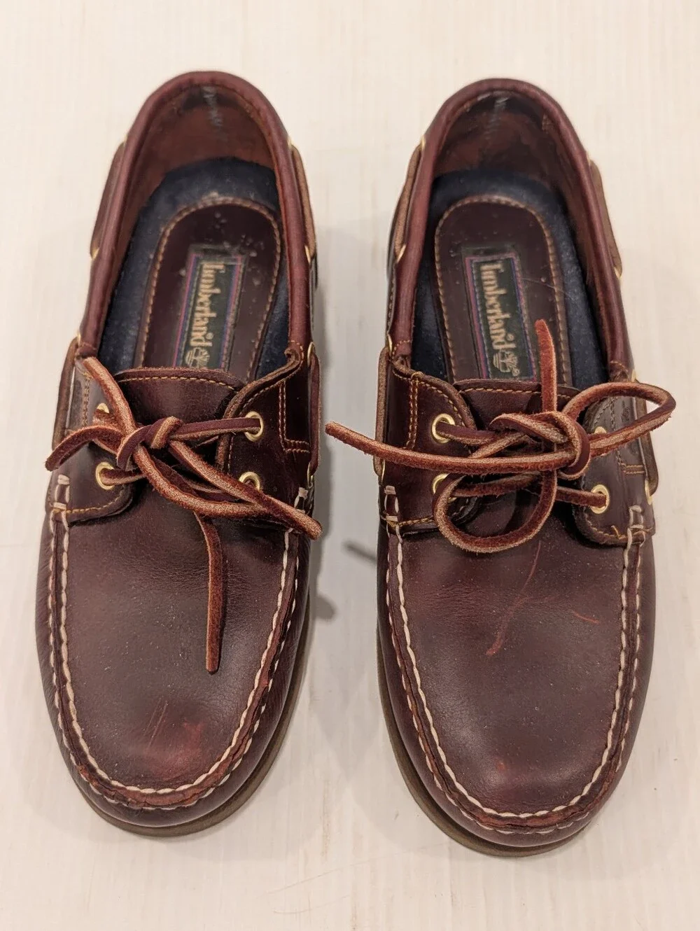 TIMBERLAND Men’s 2 Eye Brown Leather Boat Shoes Size 7.5